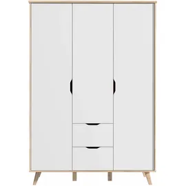 Forte Drehtürenschrank Vankka 139,4 x 201,5 x 52 cm Weiß/Eiche
