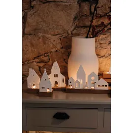 räder Teelichthalter Städtchen Holz/Porzellan Weiß