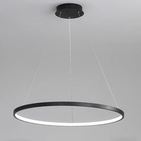 Bellastein LED Modern Rund Pendelleuchte Dimmbar mit Fernbedienung Hängelampe Höhenverstellbar Deckenleuchte Esstisch Kronleuchter für Wohnzimmer Esszimmer Arbeitszimmer office (Schwarz, L40cm)