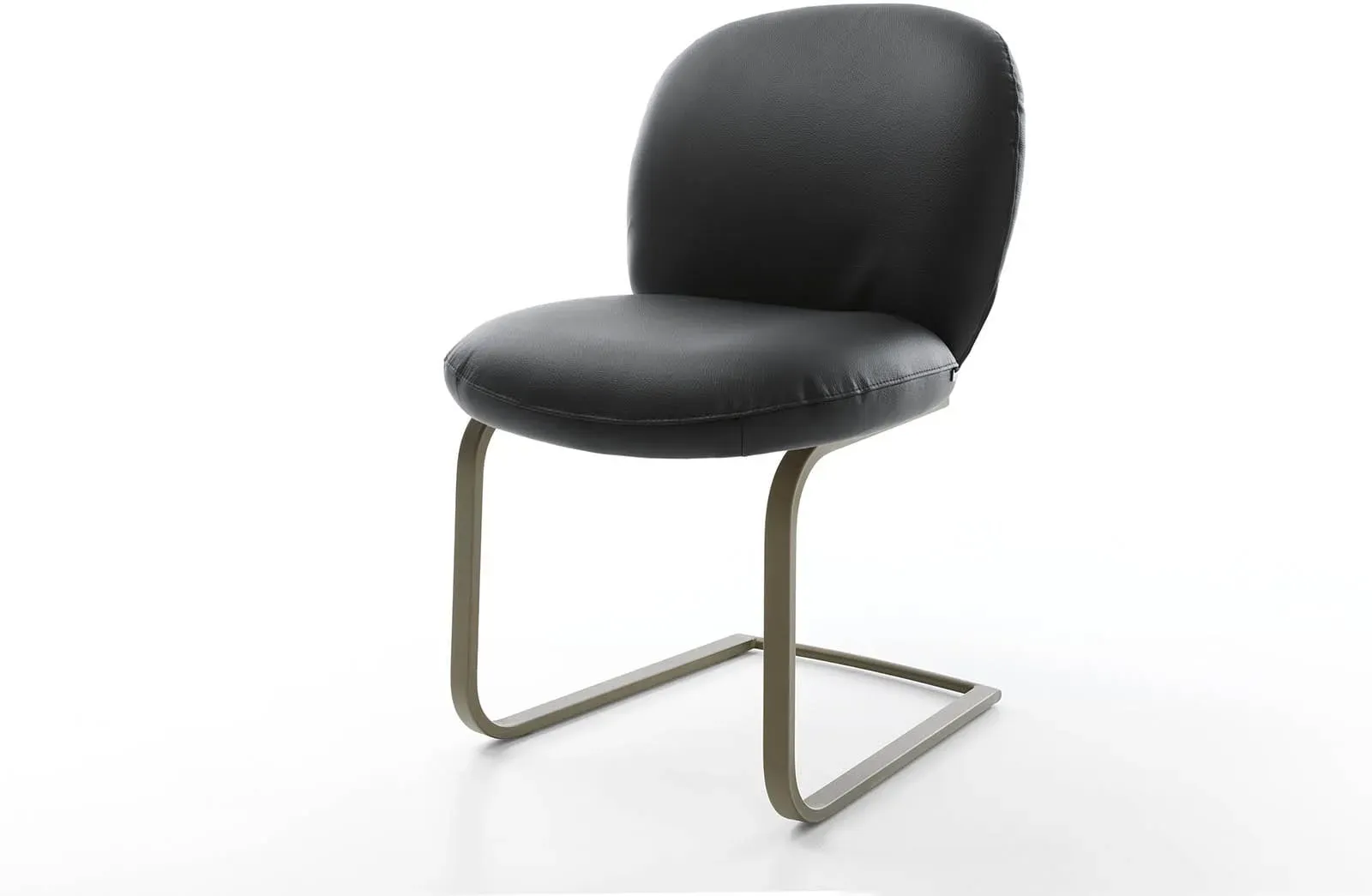 DELIFE Cantilever Nube-Flex cuir de vache noir pied cantilever plat aspect titane ressorts ensachés, Chaises de salle à manger