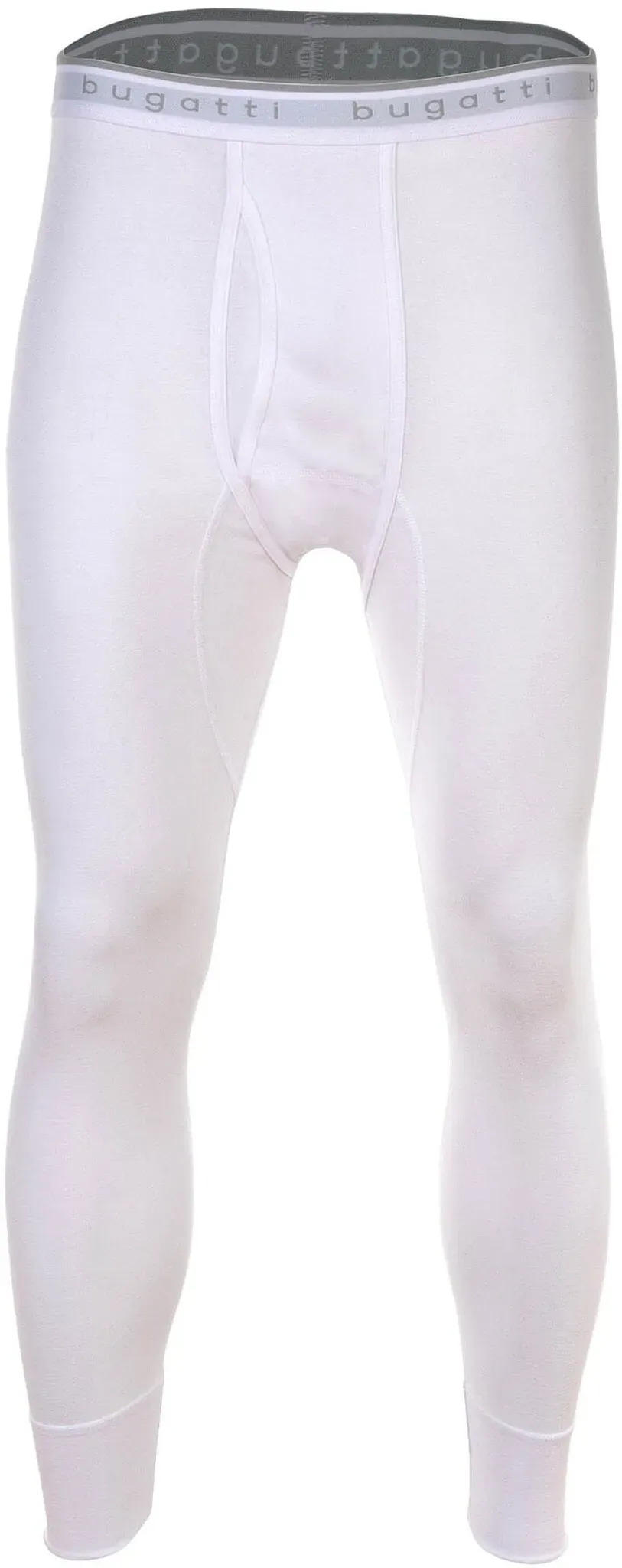 Lange Unterhose BUGATTI "Lange Unterhose Lange Unterhose Feinripp 1er Pack", Herren, Gr. M, weiß, Obermaterial: 100% Baumwolle CO., Unterhosen Lange Unterhose