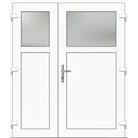 Kunststoff Nebeneingangstür nach Maß "ANTONIA-M" 70 mm asymmetrisch Weiß RAL 9016 beidseitig außen öffnend DIN rechts