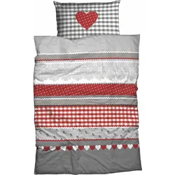CASATEX Bettwäsche »Herz-Karo«, niedlichem Herz-Karo Design CASATEX grau/rot B/L: 135 cm x 200 cm