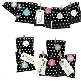 Frau Wundervoll DIY Adventskalender Bescherung schwarz Stern 13x16,5cm