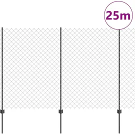 vidaXL Zaun mit Pfosten 1,6 x 25 m Grau/Stahl