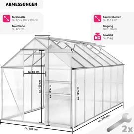 Tectake Gewächshaus Alu HKP 4 mm 6,93 m2