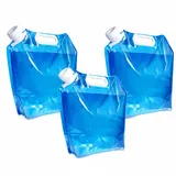 RzuoQnt 3 Stück Wasserkanister Faltbar 10L, Trinkwasserkanister BPA Frei, Tragbarer Wasserbehälter Faltkanister, Wiederverwendbarer Wassersack Camping, Wasserbeutel für Camping Wandern, Blau