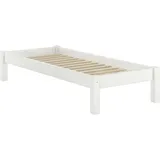 Erst-Holz Weißes Futonbett ohne Kopfteil Kiefer massiv 90x200, mit Rollrost aus Federleisten 60.35-09WFL