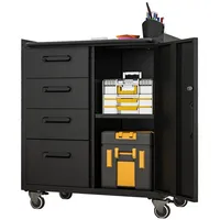 retrok Heavy-duty Metall-werkzeugschrank Mit Rollen, Werkzeugwagen Mit 3 Schubladen, 75 × 42 × 88 Cm, Schwarz/grau, Für Garage, Büro Und Haushalt