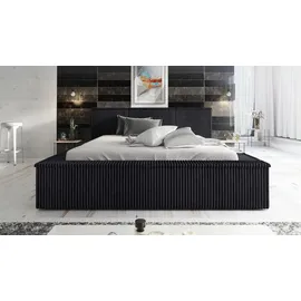 a&j möbelland gmbh Polsterbett RIO -OM 140 x 200 mit Bettkasten. Farbe: Schwarz - Schwarz