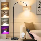 YICAIZI Stehlampe Wohnzimmer - 9W LED Dimmbar Bogenlampe mit Fernbedienung & E27 Lampe, Bogen Stehende Lampe 900 Lumen Stehend Leselampe mit 3 Farbtemperaturen für Schlafzimmer, Büro, Schwarz