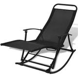 vidaXL Schaukelstuhl Stahl/Textilene 67,4 x 83 x 67,4 cm Schwarz mit Kissen