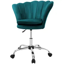 ML-Design Bürostuhl aus Samt, Petrol, Schminktisch Stuhl mit Muschel-Rückenlehne, Drehstuhl mit Rollen, Schreibtischstuhl höhenverstellbar, 360° Grad 5