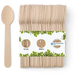 BIOZOYG 1000 Stück Einweg Holzlöffel 14 cm kleine Einweglöffel Kaffeelöffel Dessertlöffel Eislöffel biologisch abbaubar Holzbesteck Partybesteck