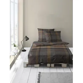 BIERBAUM Bettwäsche 4046, Feinbiber, 100% Baumwolle, Designed in Germany, Marone 81, 135x200 + 80x80 cm