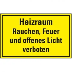 Schild I Hinweisschild Heizraum Rauchen, Feuer und offenes Licht..., Aluminium, 300x200mm