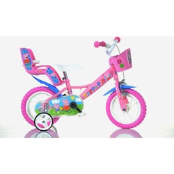 Kinderfahrrad DINO "Peppa Wutz Pig 12 Zoll" Fahrräder Gr. 21 cm, 12 Zoll (30,48 cm), lila Kinder Kinderfahrzeuge mit Stützrädern, Korb und Puppensitz