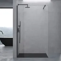 doporro Luxus Duschwand für Dusche Duschabtrennung 120x200cm Schwarz Walk-In Dusche 8mm ESG-Sicherheitsglas Klarglas inkl. Nanobeschichtung Bremen01K