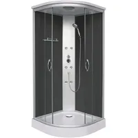 Komplettdusche SANOTECHNIK "Portland", schwarz (alunatur), B:90cm H:209cm T:90cm, Duschkabinen, Viertelkreisdusche