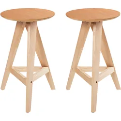 Barhocker Holz hellbraun 2er Set AROMA