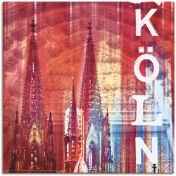 Leinwandbild ARTLAND "Köln Skyline Collage II", rot (farbe bild(er): rot), B:40cm H:40cm, Canvas, Leinwand, Bilder, auf Keilrahmen gespannt