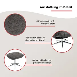 Duo Collection Relaxsessel Burnaby Mikrofaser 82 x 108 x 90 cm Grau mit Hocker und Relaxfunktion