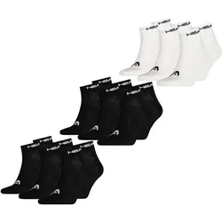 HEAD Herren Damen Unisex Quarter Kurzschaft Sport Socken - 6er 9er 12er Multipack in 43-46 6 Paar Schwarz 9er Pack