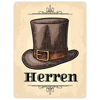 Trendaffe Vintage Herren WC Schild mit Zylinder in beige