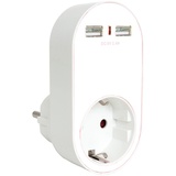 AccuCell Eurostecker Steckdose mit 2fach USB Ausgang mit max 2400mA USB-Ladestrom, Farbe weiss