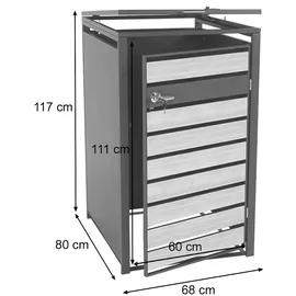 Mendler Mülltonnenverkleidung HWC-J81 68 x 117 cm braun