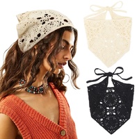 DRESHOW 2 Stück Damen Boho Stirnbänder Dreieck Kopftücher Bandanas Turban Krawatte Haarbänder Elastisches Haarschal für Frauen und Mädchen