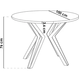 WFL GROUP Esstisch, Weiß, Holzwerkstoff, 10-Sitzer, Rund,Rund, 100x76x100 cm, Esszimmer Tische, Esstische