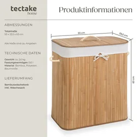 Tectake Wäschekorb mit Wäschesack eckig 100 L