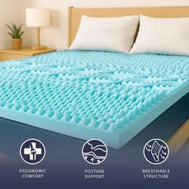 The White Stone Memory-Foam-Topper 180 x 200 cm H2 Leinen