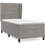 vidaXL Boxspringbett mit Matratze Hellgrau 100x200 cm Samt - Grau