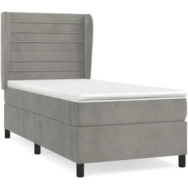 vidaXL Boxspringbett mit Matratze Hellgrau 100x200 cm Samt - Grau