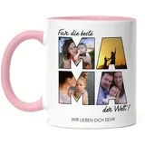 Mama Tasse Personalisiert mit Foto Mama Geschenk Geburtstag, Muttertagsgeschenk Fototasse mit eigenem Bild, Tasse Beste Mama - Tasse Rosa