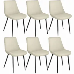 TECTAKE Set Stuhl Monroe Samtoptik  6er Setcreme