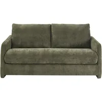 2-Sitzer-Schlafsofa aus strukturiertem Samtoptik-Stoff in Khaki-Grün PAULIN