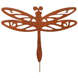 UNUS RM Design Gartenstecker Rost Libelle mit Wackelfeder Groß