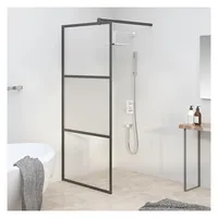 vidaXL Duschwand für Walk-In Dusche 80x195 cm ESG Halbmattiert Schwarz
