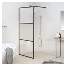 vidaXL Duschwand für Walk-In Dusche 80x195 cm ESG Halbmattiert Schwarz