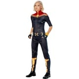 Rubies Marvel Captain Kostüm für Damen, Jumpsuit und 2 Stulpen, offizielles Marvel-Kostüm für Karneval, Weihnachten, Geburtstag, Partys und Halloween, L (44-46 EU)