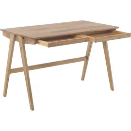 MCA Furniture Schreibtisch Delia Asteiche massiv geölt mit Schubladen, Breite 120 cm
