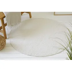 Teppich MY HOME "Synja", beige (creme), H:10mm Ø:200cm, Schurwolle, Teppiche, handgwebt, Kelim, Muster mit Struktur, Wolle mit Jute, Wohnzimmer