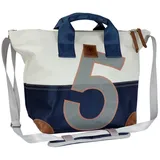 360 Grad 360° grad Suutje Schultertasche Segeltuch weiß-blau, Zahl hellgrau | L