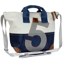 360 Grad 360° grad Suutje Schultertasche Segeltuch weiß-blau, Zahl hellgrau | L