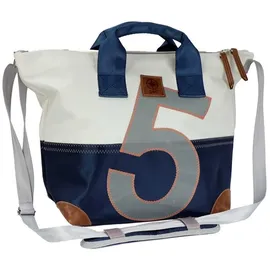 360 Grad 360° grad Suutje Schultertasche Segeltuch weiß-blau, Zahl hellgrau | L