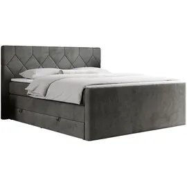 MKS Boxspringbett 200 x 200 cm H3 Dunkelgrau
