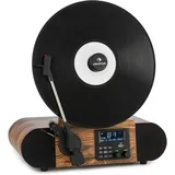 Auna Verticalo SE DAB Retro-Plattenspieler DAB+ UKW-Tuner USB BT AUX holz